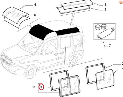 DOBLO I - II SAĞ SÜRGÜLÜ KAPI CAM LASTİĞİ 98821980