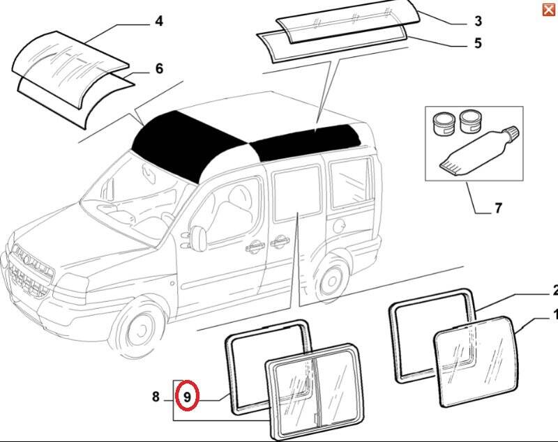 DOBLO I - II SAĞ SÜRGÜLÜ KAPI CAM LASTİĞİ 98821980 - 1